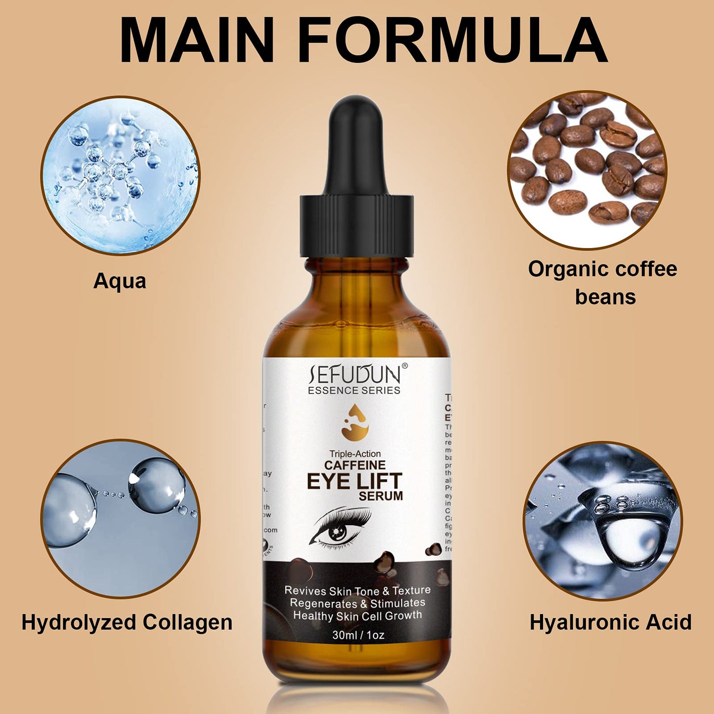 Caffeine Eye Serum Caffeine Eye Lift Serum for Puffy Eyes and Dark Circles Treatment Caffeine Eye Cream for Puffy Bags Under Eye with EGCG Vitamin C (30ml)