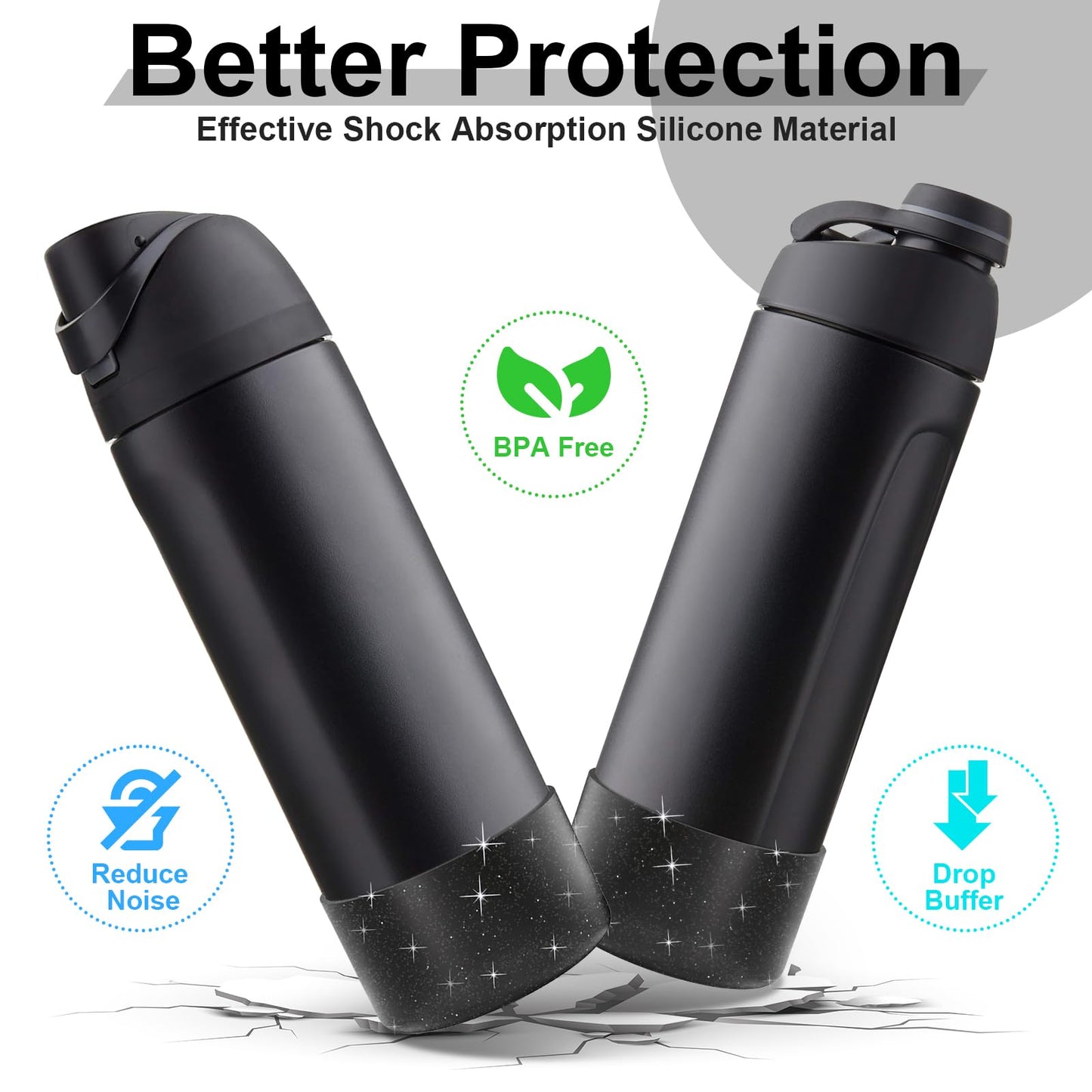 Alwenid 2PCS Silicone Water Bottle Boot for Owala 24oz, Anti-Slip Protective Sleeve Bottom Bumper Protector for FreeSip, Twist, and Flip Stainless Steel Water Bottles