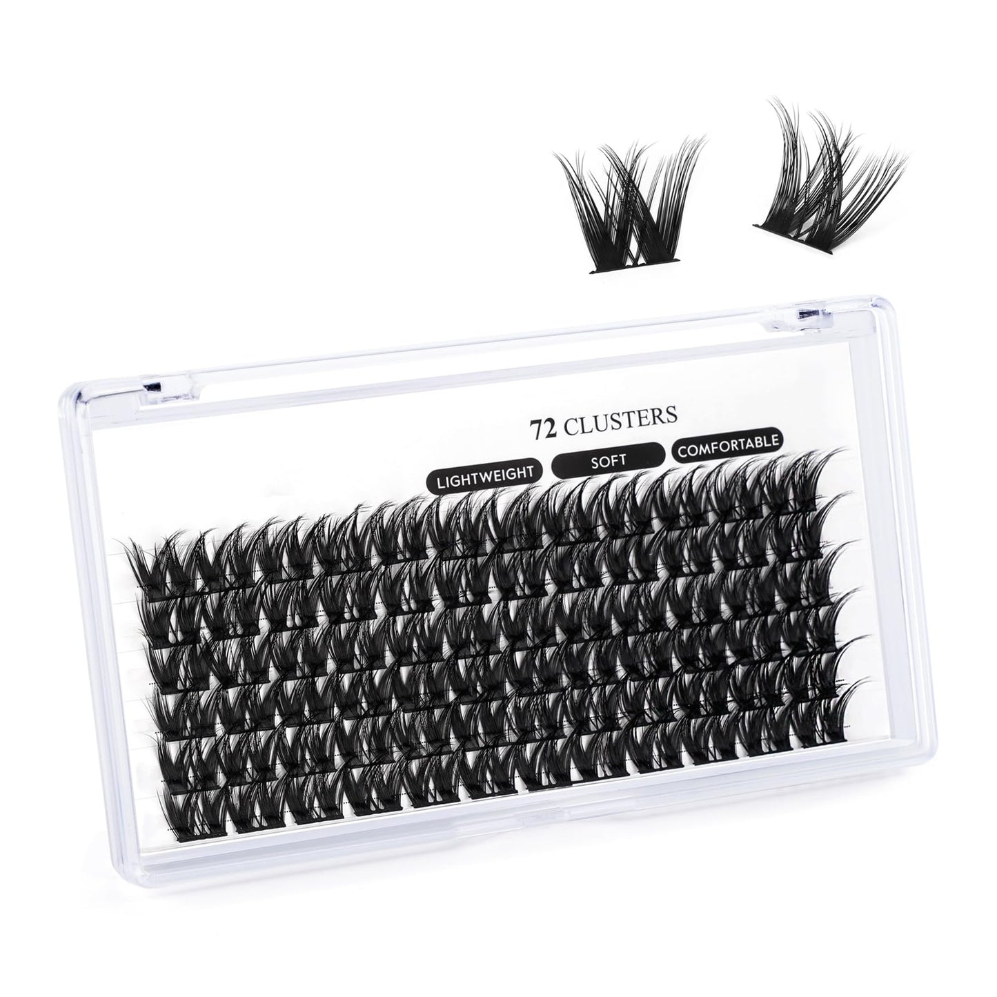 Lash Clusters D Curl 10mm Cluster Lashes 72 Pcs DIY Eyelash Extensions Anime Lashes Soft Wispy Eyelash Clusters Extensions Spiky Individual Lashes Cluster DIY at Home (B17,D-10mm)