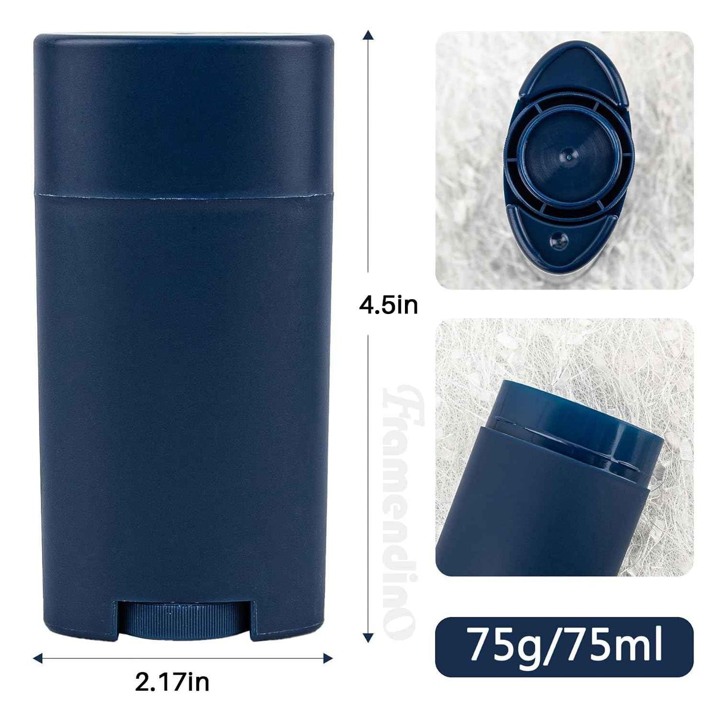 Framendino, 10 Pack 2.5oz Plastic Containers Empty Twist Up Sticks for DIY Cosmetic Blue