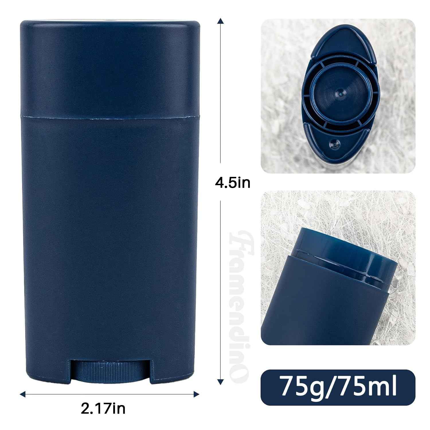 Framendino, 10 Pack 2.5oz Plastic Containers Empty Twist Up Sticks for DIY Cosmetic Blue