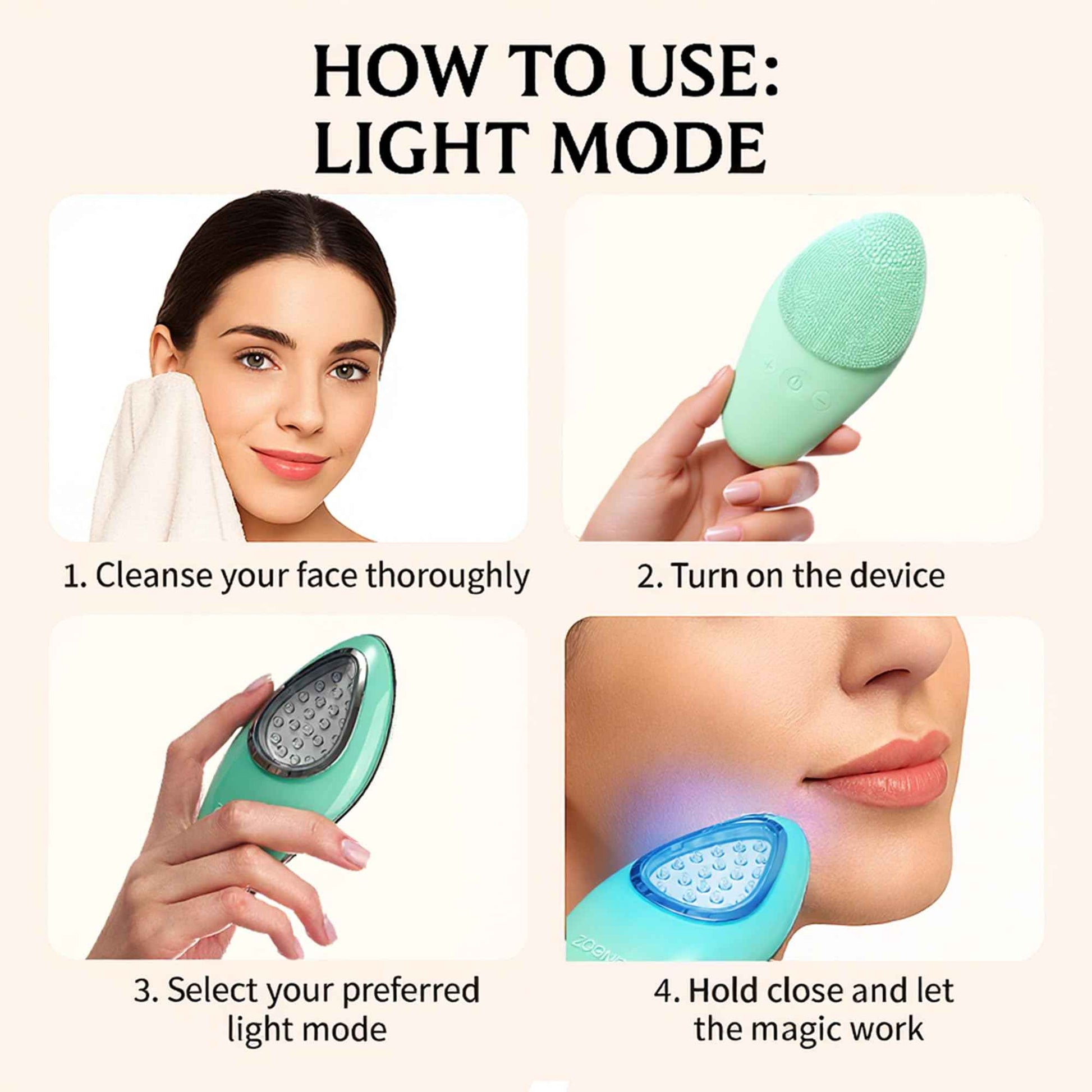 Rechargeable Silicone Facial Cleansing Brush & Face Scrubber, Water-Resistant Electric Face Exfoliator with LED Light, 6 Vibration Modes, Deep Cleansing Brush for All Skin Types, Men & Women