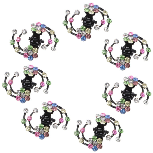 6pcs Vintage Flower Hair Claw Clips, Rhinestone Hair Jaw Clips Mini Hair Clamps for Bride Bridesmaids (Multicolor)