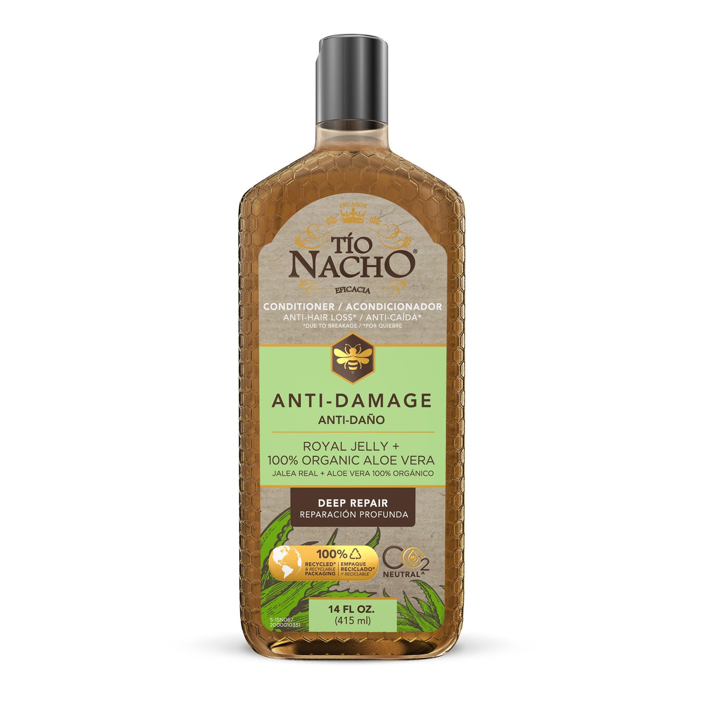 Tio Nacho Aloe Vera Deep Repair Conditioner: 100% Organic Aloe Vera and Royal Jelly, Repairs and Protects Hair, Vegetable Keratin for Softness and Shine, Paraben and Salt-Free - 14 Oz