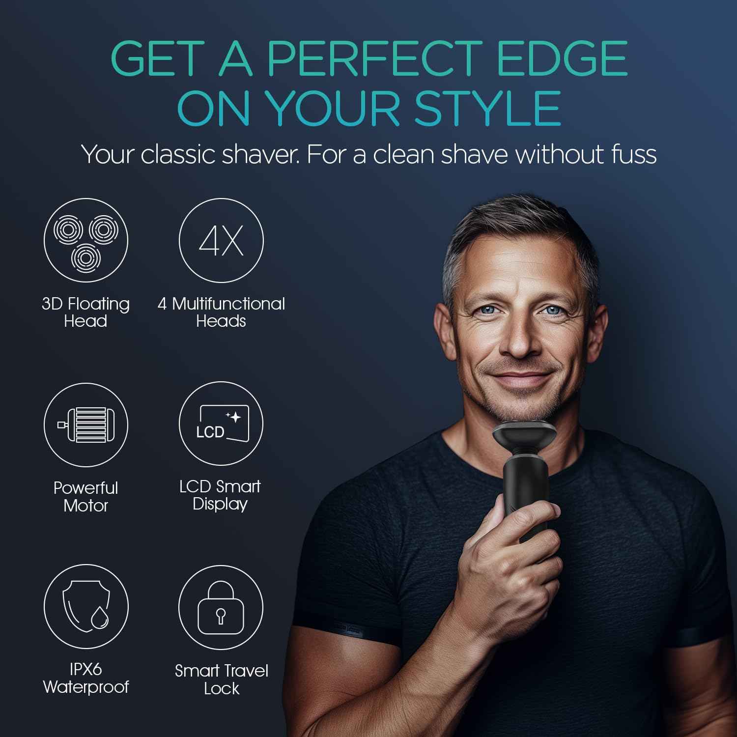 VOYOR Electric Razor for Men Cordless Shavers for Shaving with face sideburn Nose Ear Hair Rechargeable Wet Dry Waterproof TX410 New (New Version-Grey)