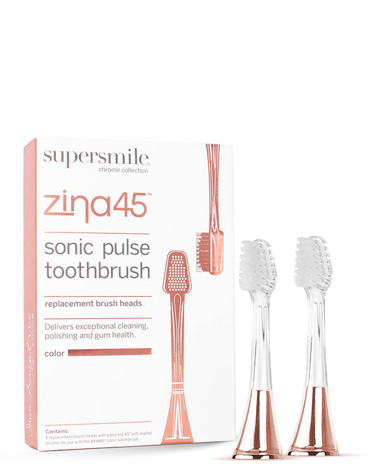 Supersmile Zina45 Replacement Brush Heads for Sonic Pulse Toothbrush, Rose Gold, 2 Count (Pack of 1)