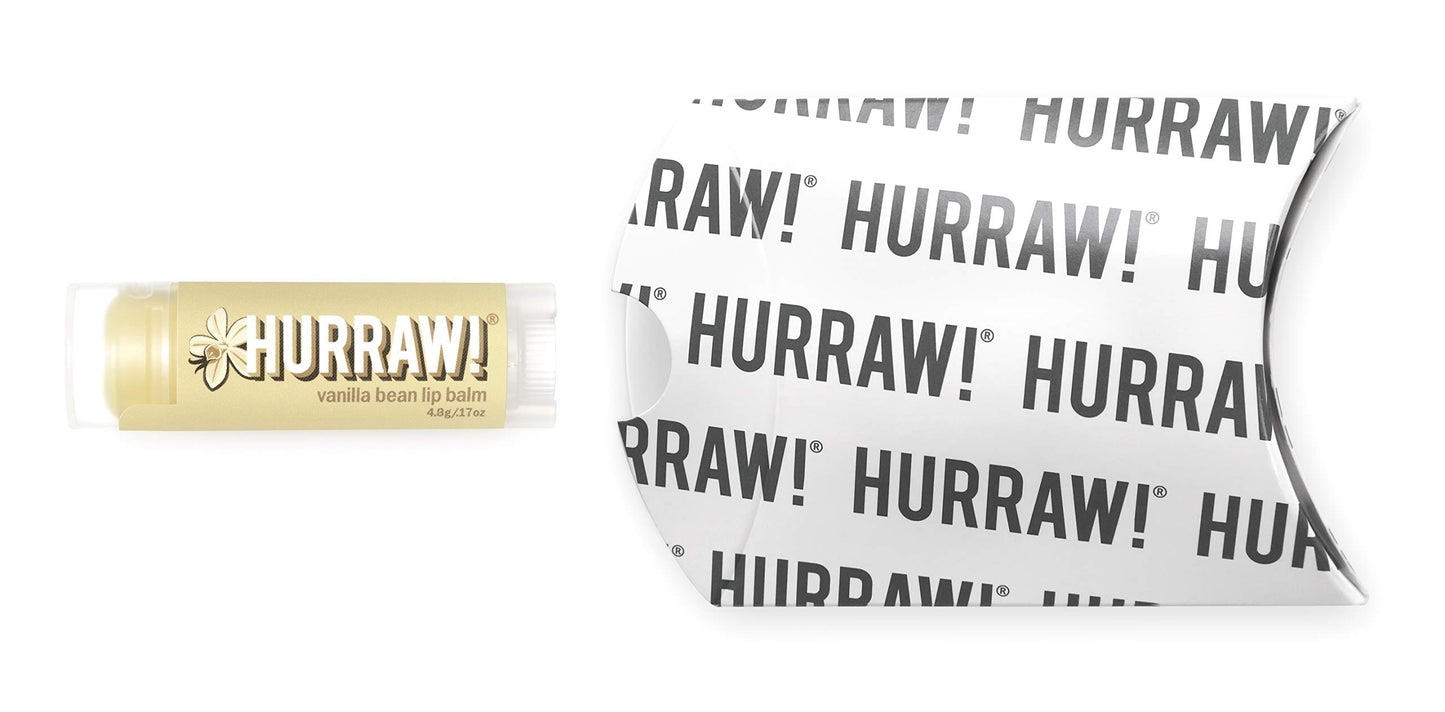 Hurraw! Vanilla Bean Lip Balm: Organic, Certified Vegan, Cruelty and Gluten Free. Non-GMO, 100% Natural Ingredients. Bee, Shea, Soy and Palm Free. Made in USA