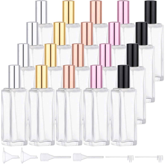 Segbeauty 20pcs 1oz Refillable Glass Perfume Spray Bottle, Empty Travel Cologne Sprayer, 30ml Travel Atomizer Sprayer for Perfume Glass Spray Bottles, Bulk Fragrance Atomizer with Dispensing Tool