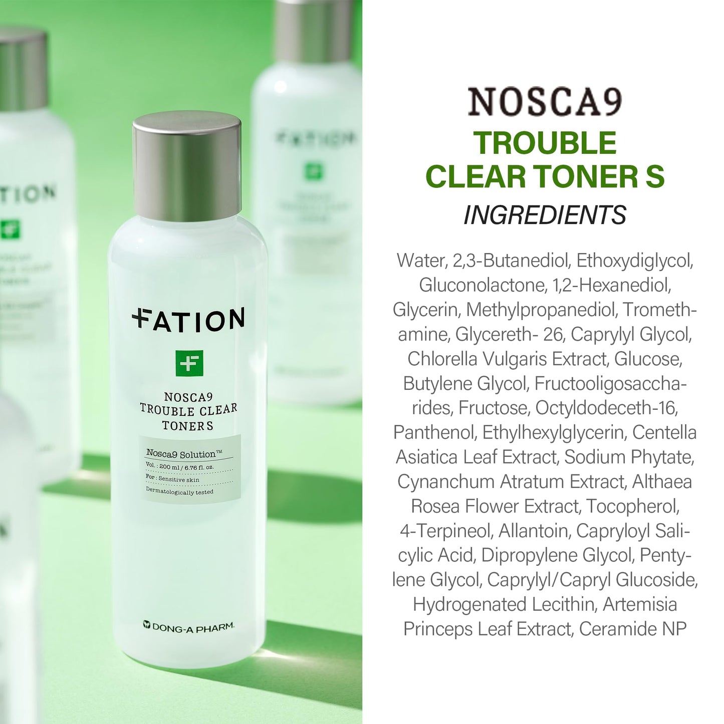 FATION NOSCA9 Trouble Serum S | Hydrating cica kbeauty Serum for Face w/Centella Asiatica, Panthenol & Apple Extract | Calming Facial Madecassoside Serum Korean Skin Care (Pack of 1, 1.01 Fl Oz)