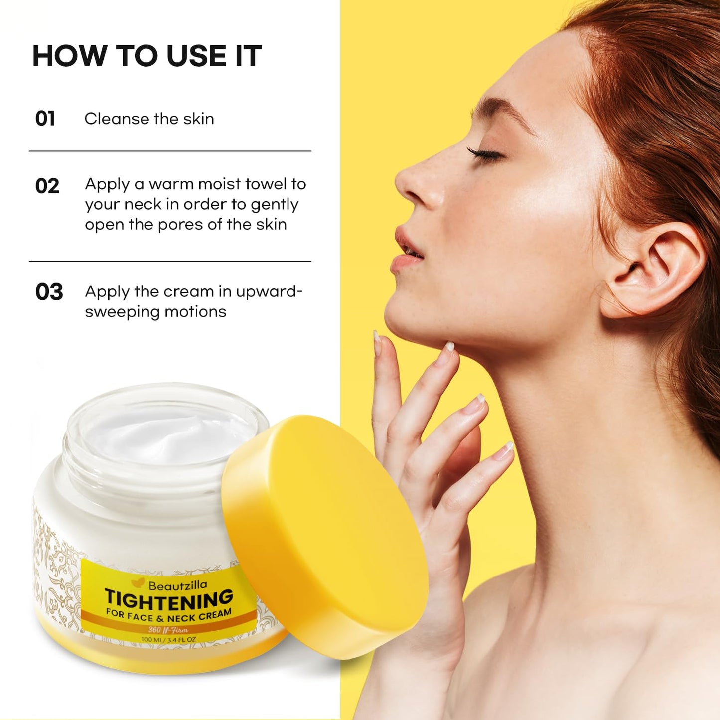 RUIGEQIJI Neck and Face Firming Tightening Cream: Advanced Anti Wrinkle Cream for Women - Skin Tightening Cream - Lifting Cream for Sagging Skin, Fine lines,Décolleté with Collagen Peptides 3.4 FL OZ