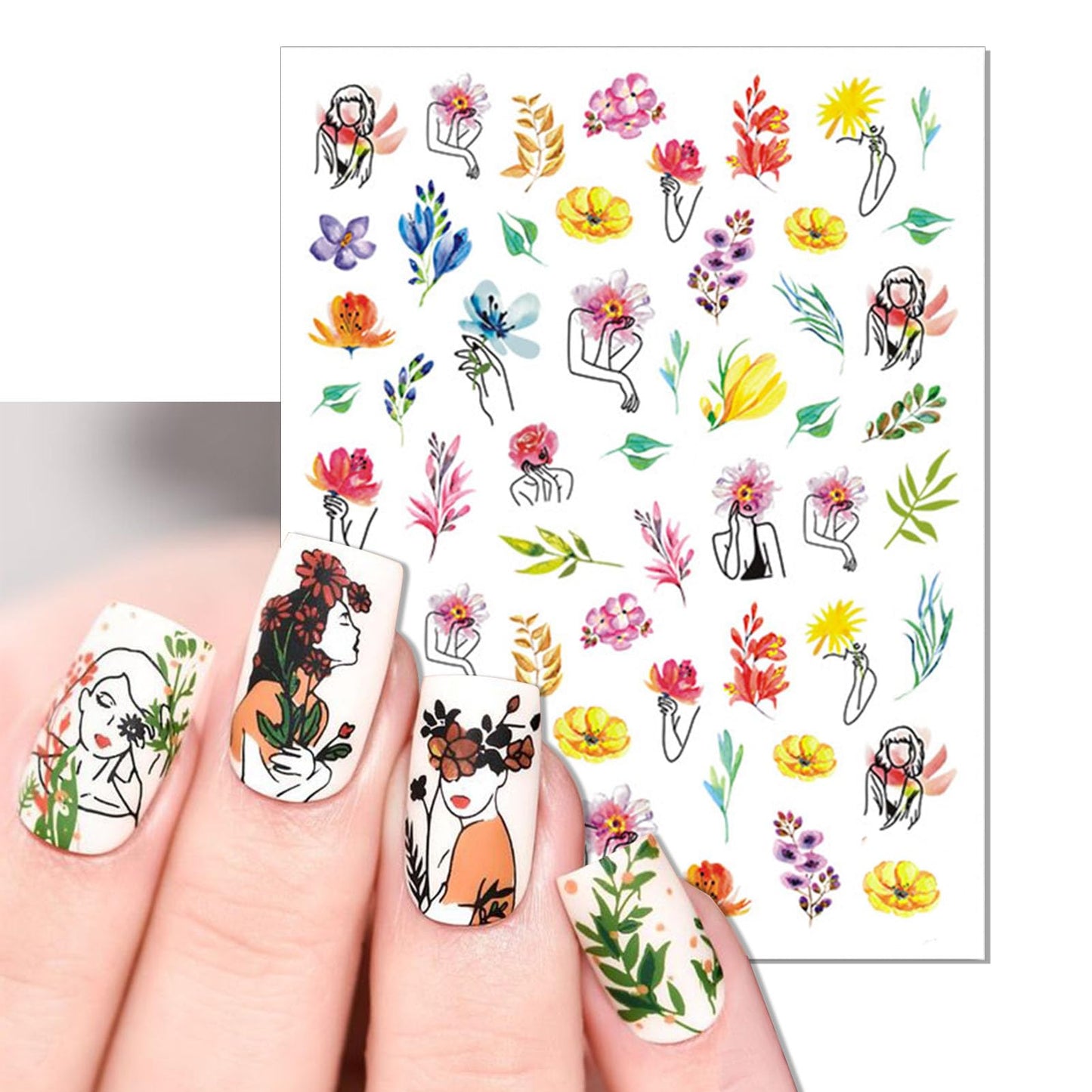 IDDFEVE Graffiti Fun Nail Art Stickers, 3D Abstract Nail Decals, Self-Adhesive Minimalist Design Nail Decorations (9 Sheets)