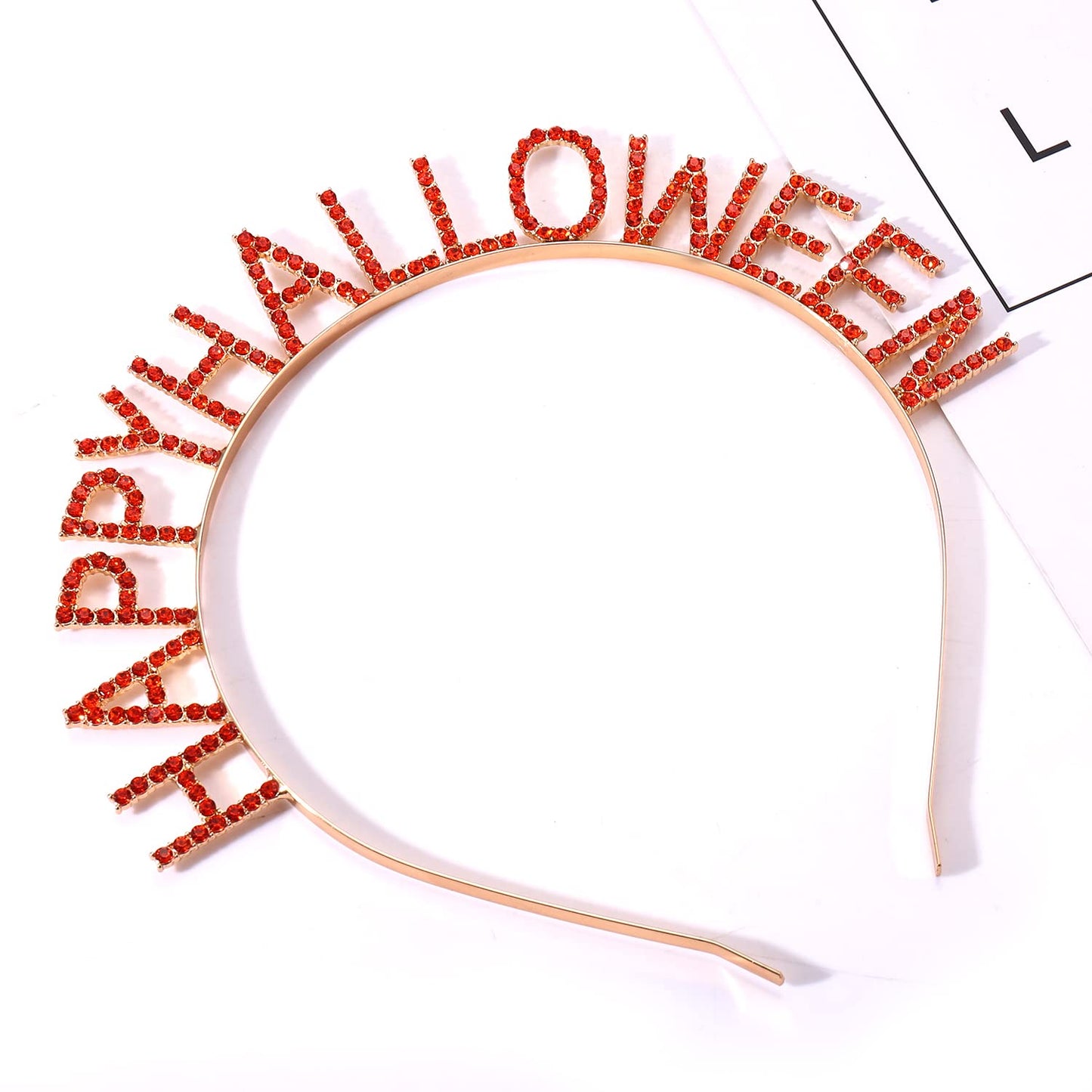 PHALIN Halloween Headbands Rhinestone Ghost Pumpkin Boo Hairbands for Women Costume Party Hair Accessory Gifts (Happy Halloween O)