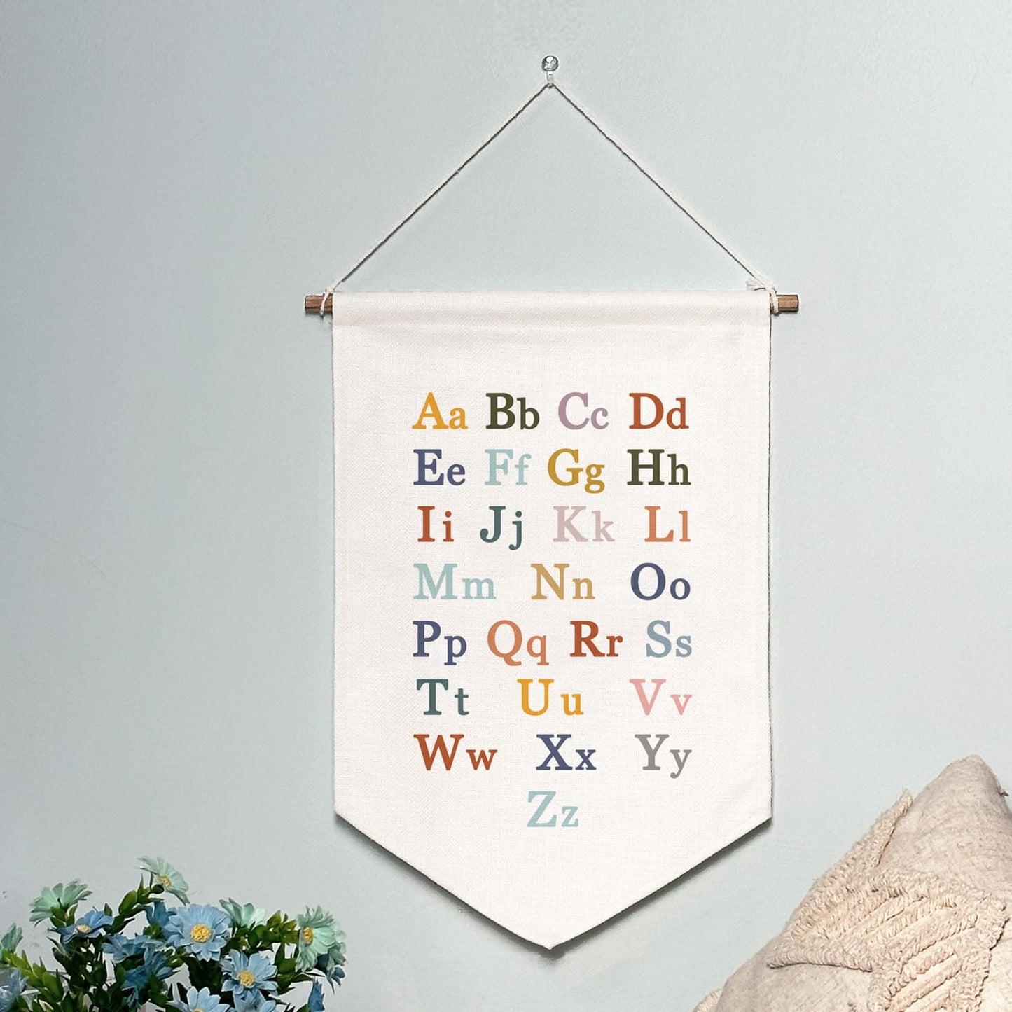 Classroom Wall Hanging Banner Poster Therapy Office Decor Calm Down Corner School Counselor Mental Health Growth Mindset Poster Anxiety Educational Wall Banner (Rainbow Alphabet)