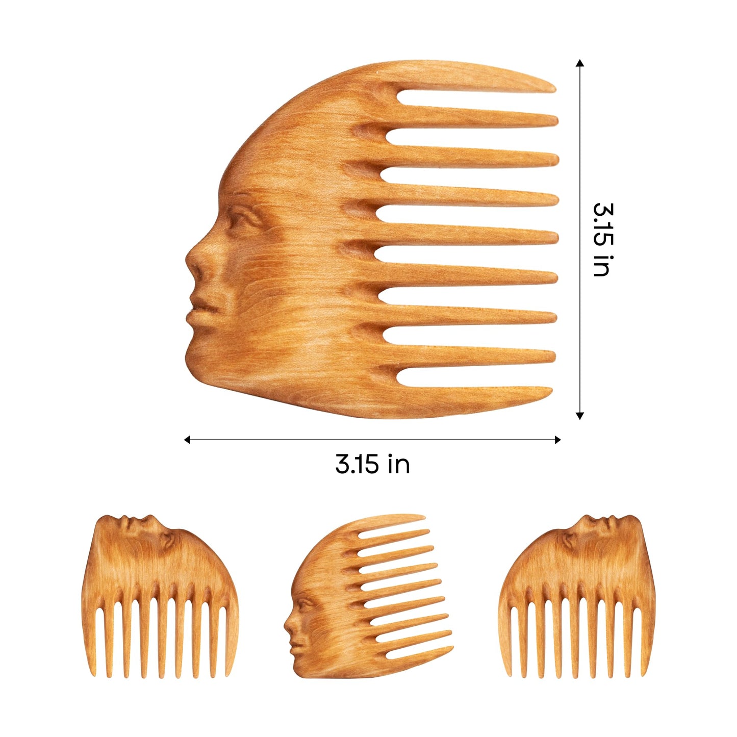 Handmade Wooden Hair Comb for Women Natural Wood Hair Care Scalp Massager Eco-Friendly Perfect for use with Balms and Oils French Hair Comb Wooden Comb for Long Hair Wide Tooth Comb Pear Comb (Venera)