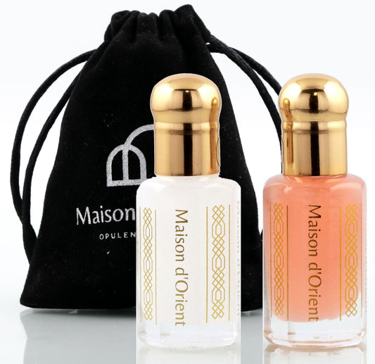 Maison d'Orient Tahara Collection 2x6mL | Pink Musk & White Musk Body Oil Perfume for Women | Arabian Perfume Oils | Arab Perfumes for Women (Perfumes Arabes de Mujer - Almizcle Blanco y Rosa)