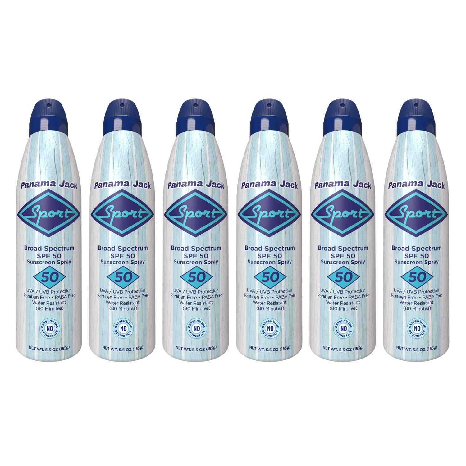 Panama Jack Sport Sunscreen Spray - SPF 50, Broad Spectrum UVA/UVB Protection, PABA, Paraben, Gluten & Cruelty Free, Water Resistant (80 Minutes), 5.5 OZ (Pack of 2)