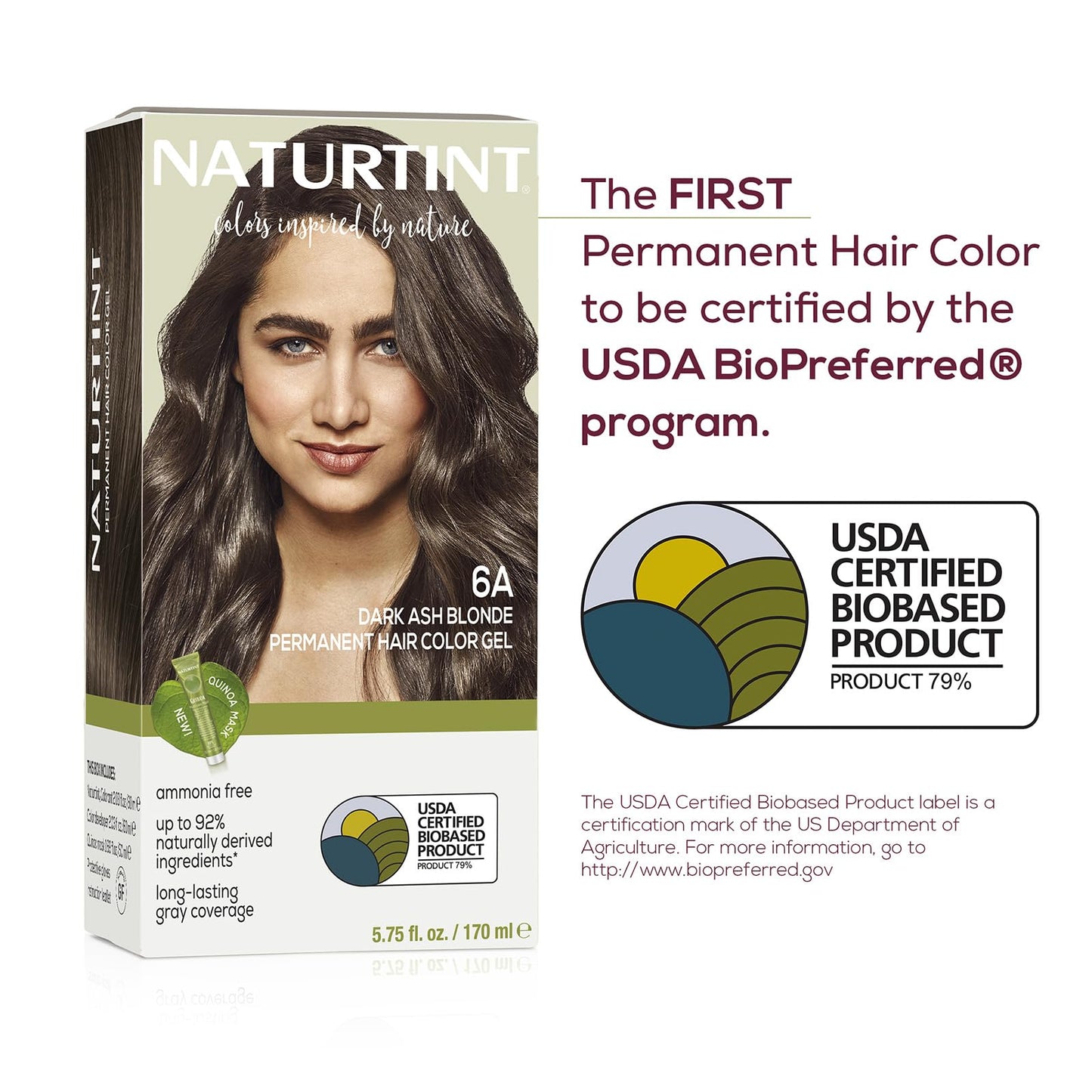 Naturtint Permanent Hair Color 6A Dark Ash Blonde (Pack of 6), Ammonia Free, Vegan, Cruelty Free, up to 100% Gray Coverage, Long Lasting Results (Packaging may vary)