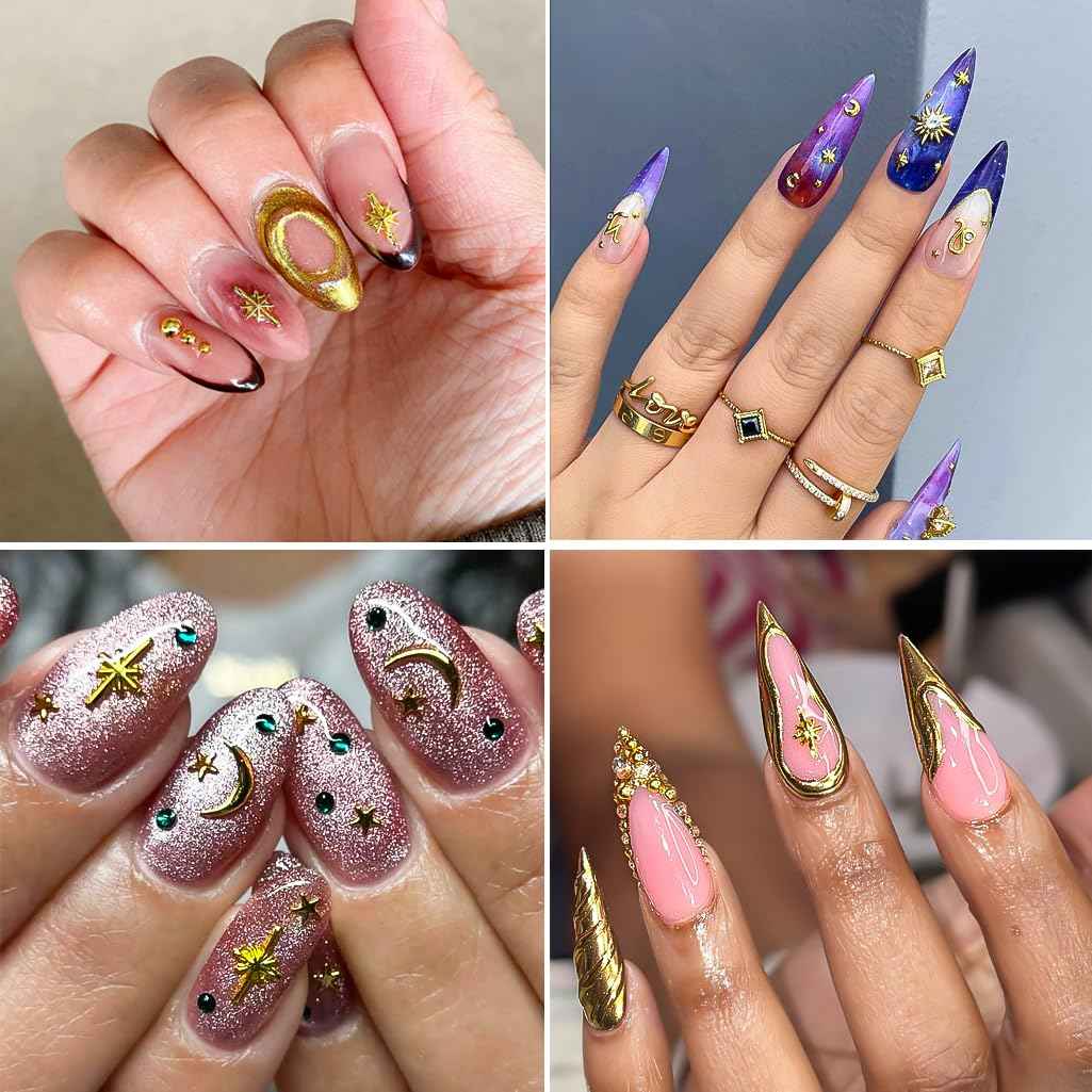 800Pcs Nail Charms - TemBelle Star Nail Charms Bulk Set Nail Art Rhinestones Accessories Supplies