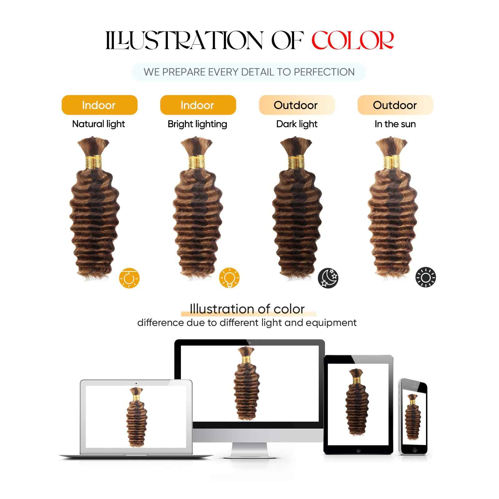 Human Braiding Hair 16 Inch 100g 4/30 Ombre Highlight Deep Wave Bulk No Weft Curly Bundles Human Hair Extensions for Boho Knotless Braids (4/30)