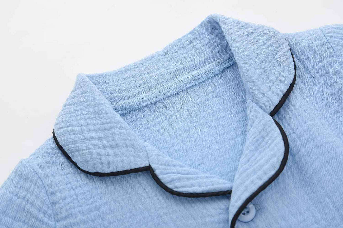 BINIDUCKLING Kids Pajamas Girls Button Up Short Pjs 6-7 Years Blue