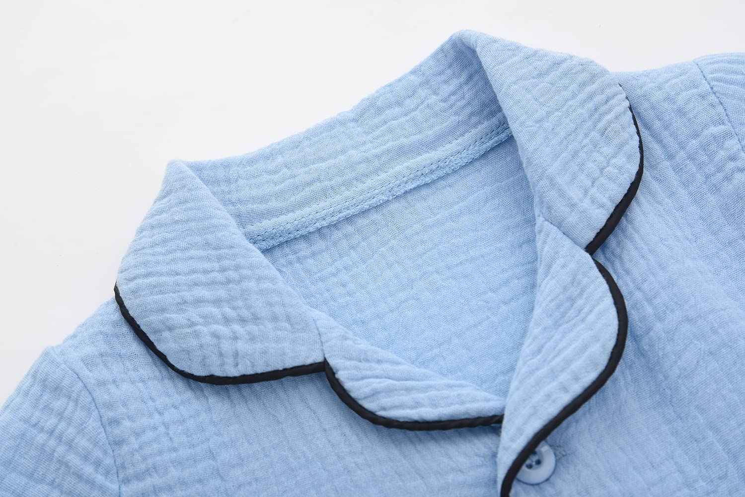 BINIDUCKLING Kids Pajamas Girls Button Up Short Pjs 6-7 Years Blue