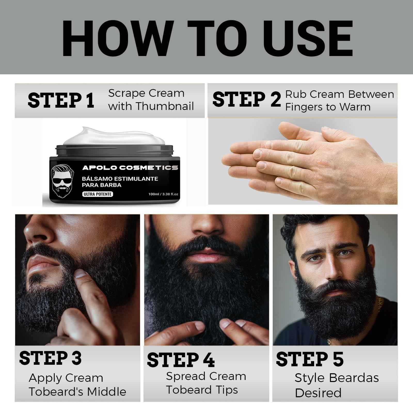 Para Barba, Crecimiento De Barba Para Hombre, Beard Stimulating Balm Beard Cream, Estimulante De Barba Ultra Potente, Beard Balm for Men Growth Oil, Balsamo Negro Moisturizes Strengthens (1PCS)