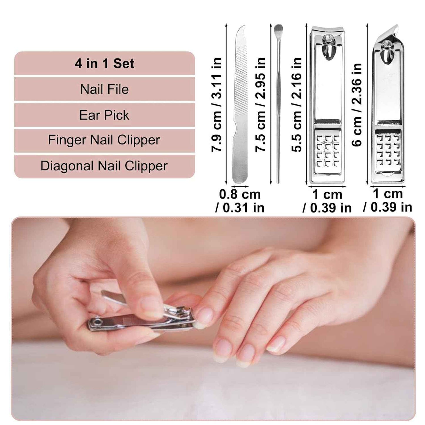 24 Sets Travel Manicure Set Professional Nail Clipper Kit Bulk,4 in 1 Adult Stainless Steel Travel Manicure Kit with Case Individually Wrapped Nail Clippers Bulk for Homeless,Hotel,Charity(4 Colors)