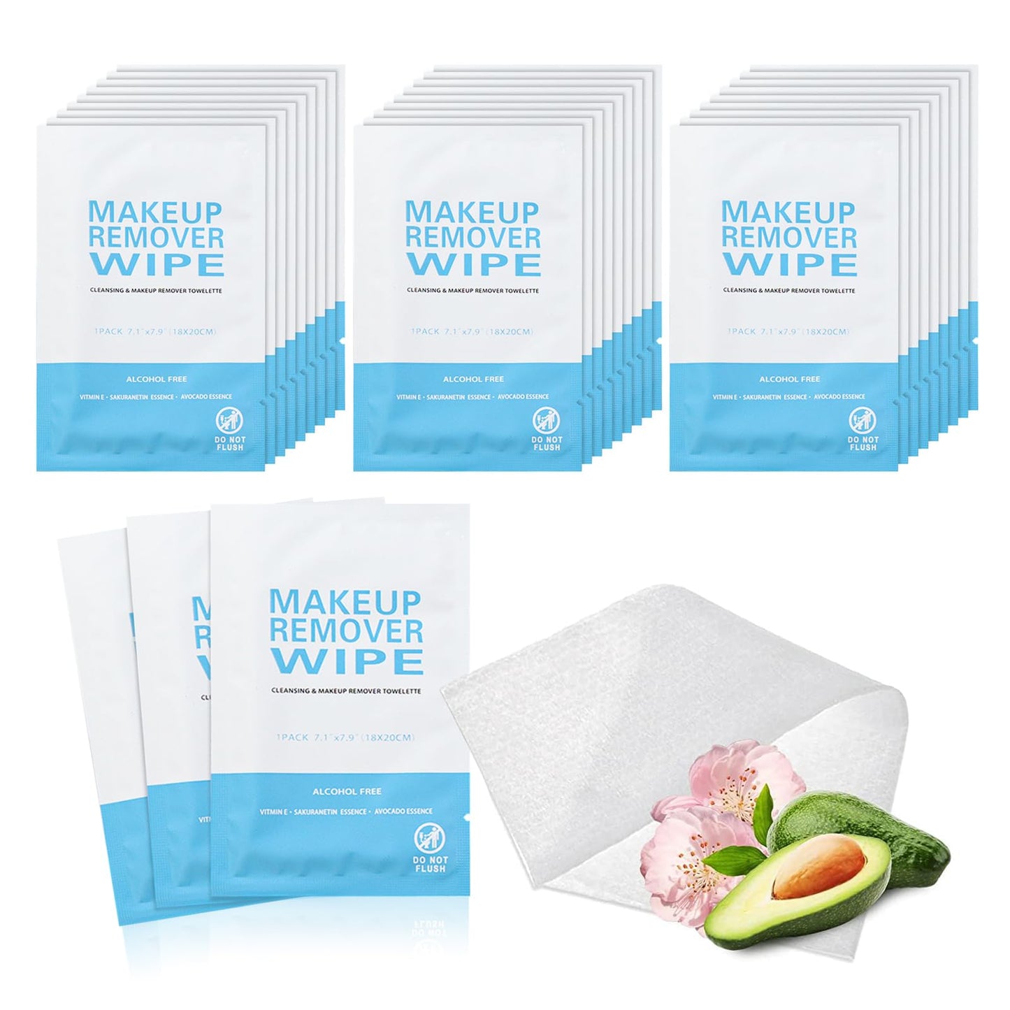 100 Pack Individual Makeup Remover Wipes, Makeup Remover Wipes Individually Wrapped Makeup Wipes Bulk Face Cleansing Wipes, Travel Makeup Remover Cloth for Travel Hotel Skin Care Face Cleansing