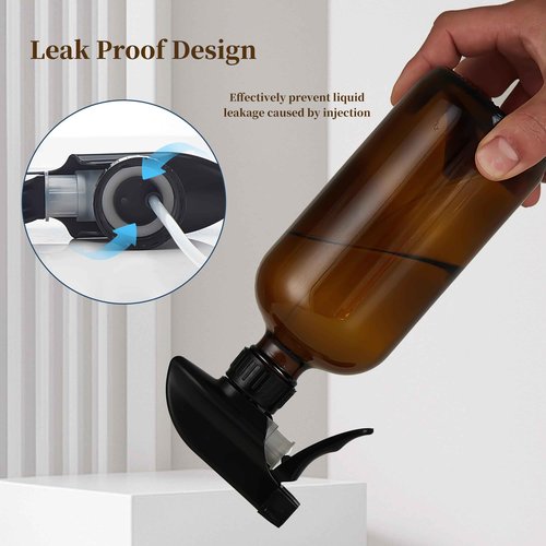 Bastelica Amber Glass Spray Bottles 16 oz - Refillable Empty Spray Bottles for Cleaning, Essential Oils, Plants, Hair Mister - 2 Pack