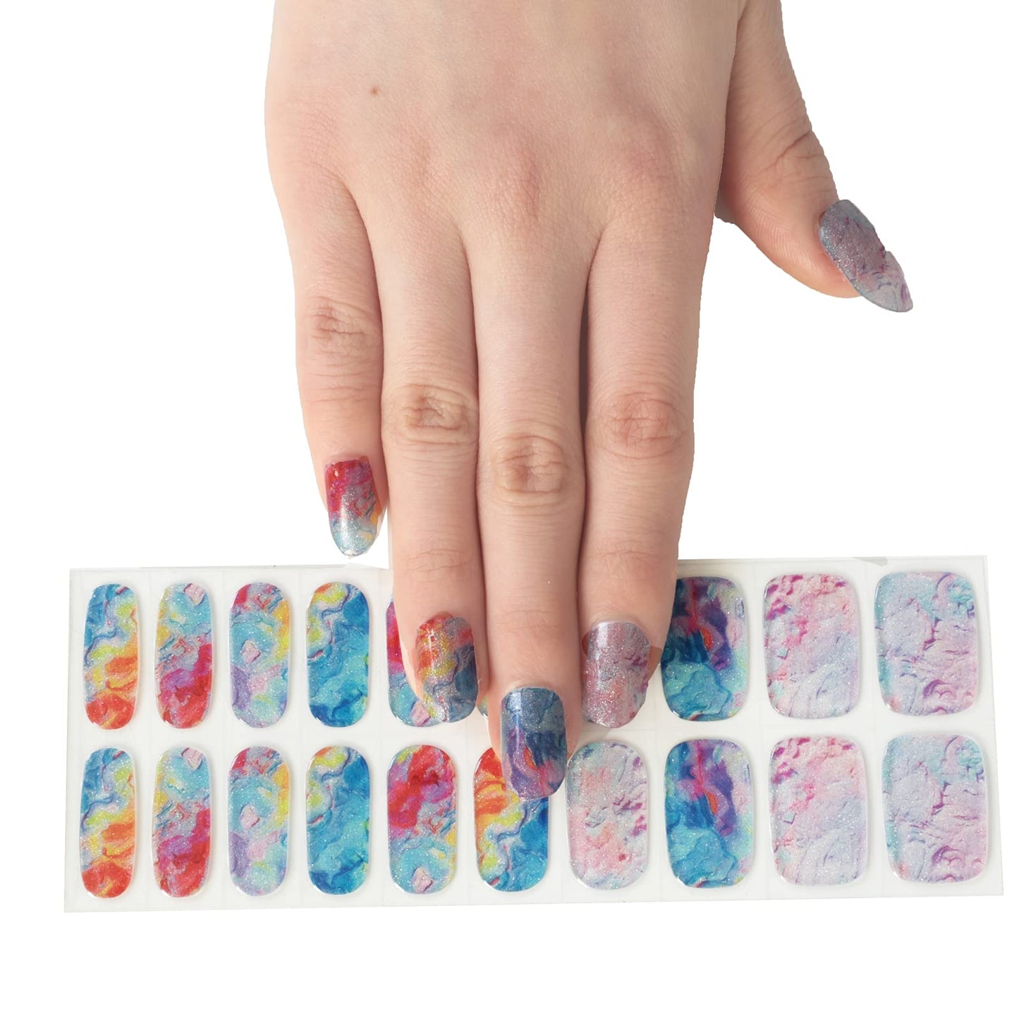 ACROIN Semi Cured Gel Nail Strips Nail Wraps 20 Stickers Need Cured, Salon-Quality, Long Lasting, Easy to Apply & Remove, Includes Cleaning Pad, Nail File, Wooden Stick - Painting