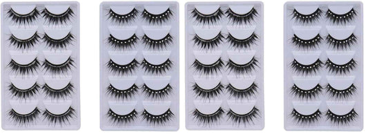 10 Pairs Soft False Eyelashes, Natural 3D Fake Eye Lashes with Shiny Rhinestones Makeup Party Extension Eyelashes Handmade Fake Lashes Volume Eyelash (Pack of 2)