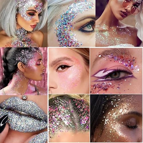 Blue Body Glitter Stick,Holographic Sequins Paint Sparkling Face Glitter for Women Face/Body/Hair/Eyes/Lip Glitter Makeup.
