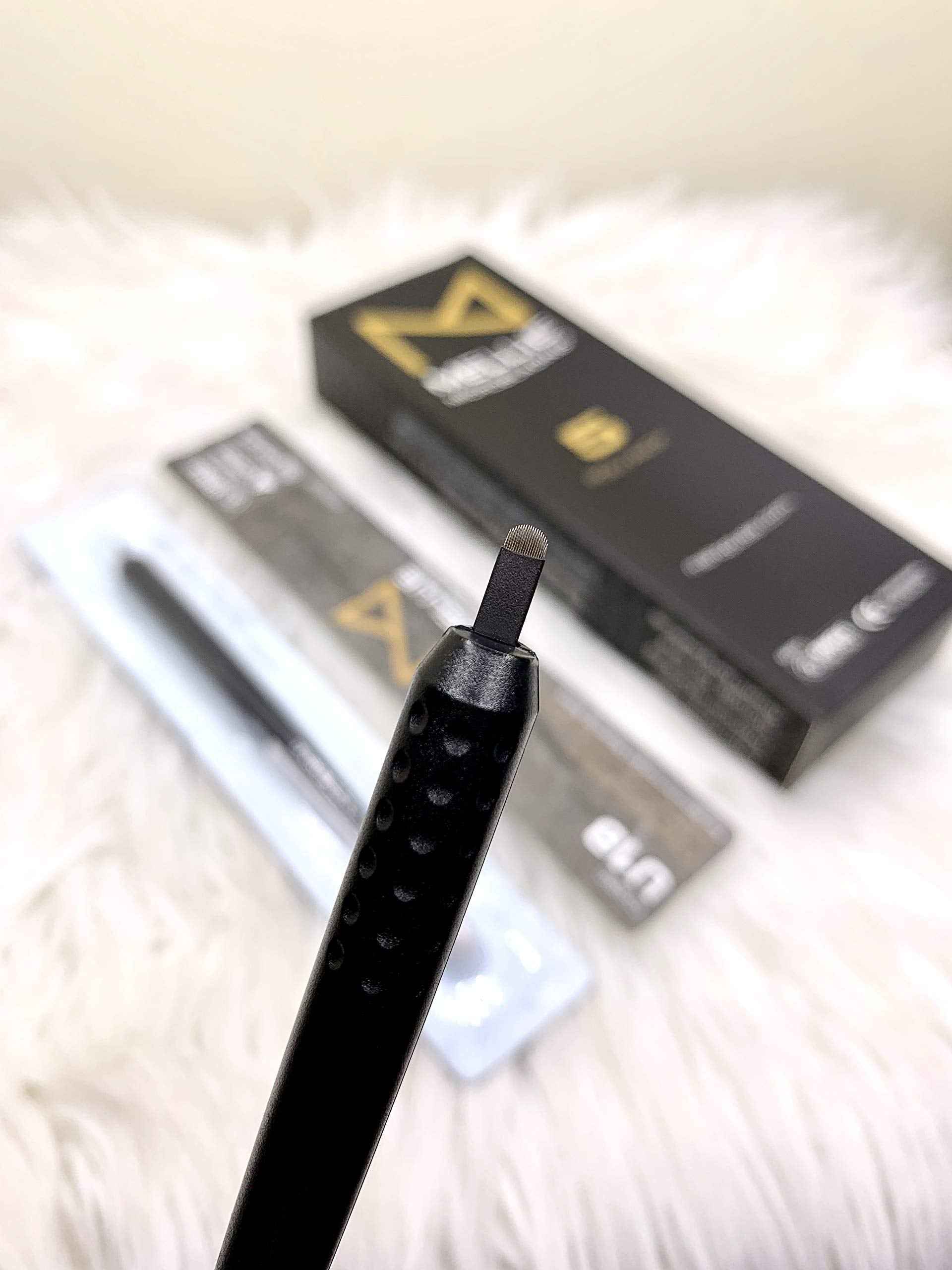M Mellie MIcroblading PACK OF 5 - U18 NANO .15mm Disposable Microblading Pen with Pigment Sponge - Thinnest Blade On The Market NOT FOR LATEX