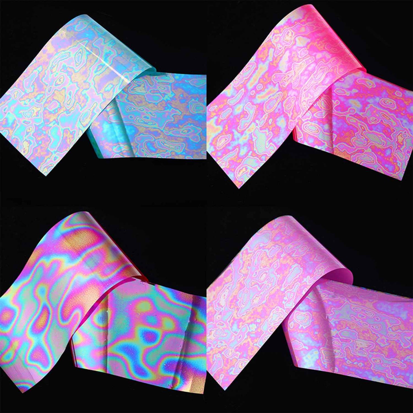 SILPECWEE 10 Rolls Aurora Nail Foil Laser Nail Transfer Foil Holographic Nail Art Foil Decals Iridescent Foil for Nails Fingernail Stickers Manicure Design for Women DIY Decoration