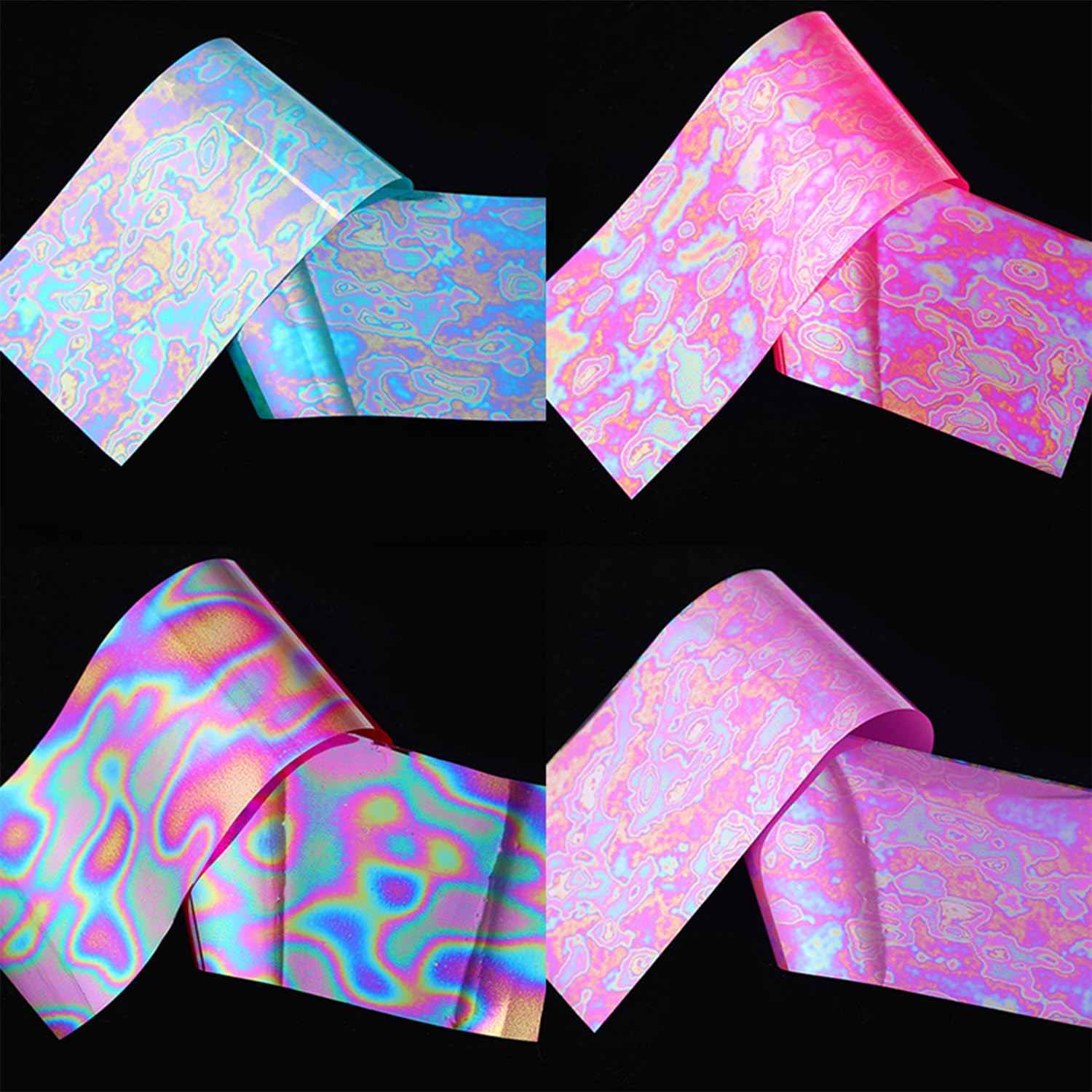 SILPECWEE 10 Rolls Aurora Nail Foil Laser Nail Transfer Foil Holographic Nail Art Foil Decals Iridescent Foil for Nails Fingernail Stickers Manicure Design for Women DIY Decoration