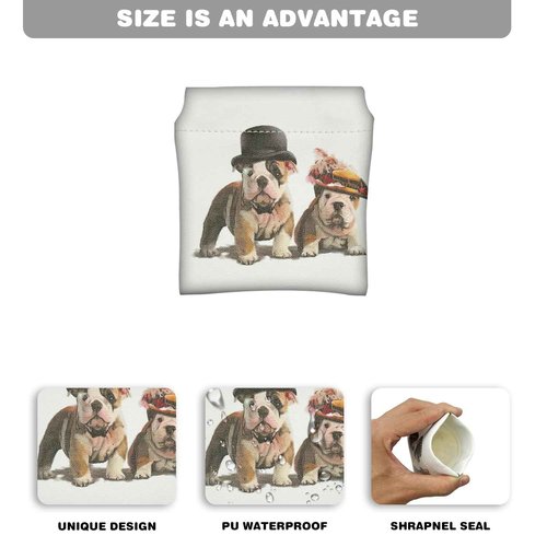 DEEZOMO Small Makeup Bag for Purse, Pocket Cosmetic Bag Squeeze Waterproof PU Leather No Zipper Self-Closing Mini Multipurpose Storage Bag for Travel, Lipsticks, Headphones, Cosmetics (Dog)