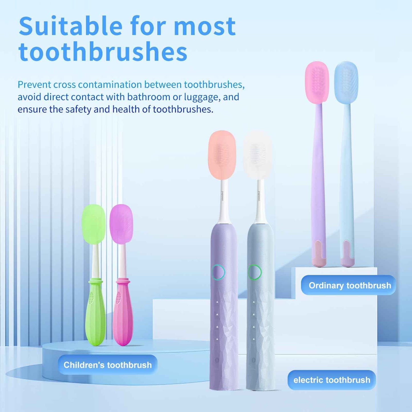 HEBEILF 6 Pcs Toothbrush Covers Toothbrush Covers Caps，Replaceable Electric Toothbrush Head Cover Silicone Toothbrush Protector Cap for Household Travel, Bathroom, Gym，Camping