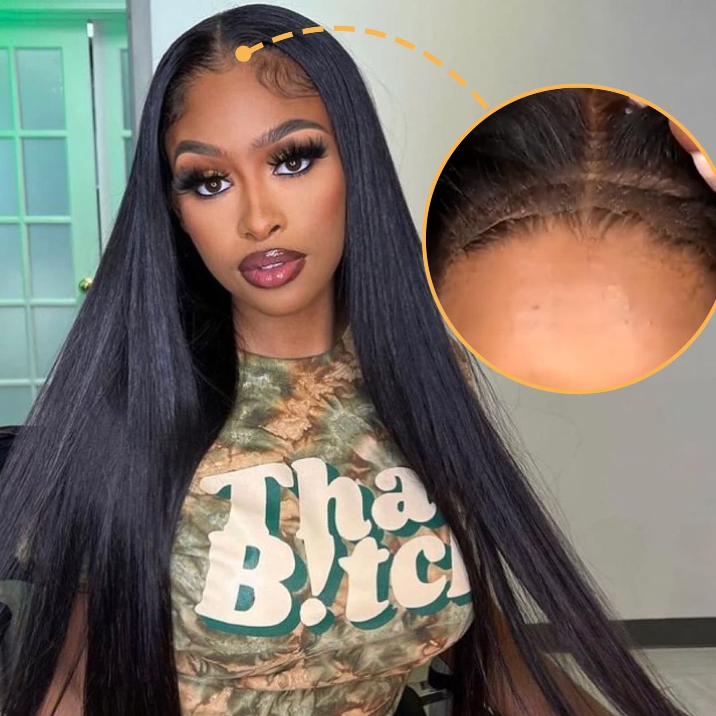 BEEOS Wear and Go 5x5 SKINLIKE Real HD Lace Closure Wig, Glueless 180% Density Pre Plucked Bleached Knots Ultra-thin Invisible HD Lace Wig Ready to Wear Straight Brazilian Huaman Hair 20 Inch