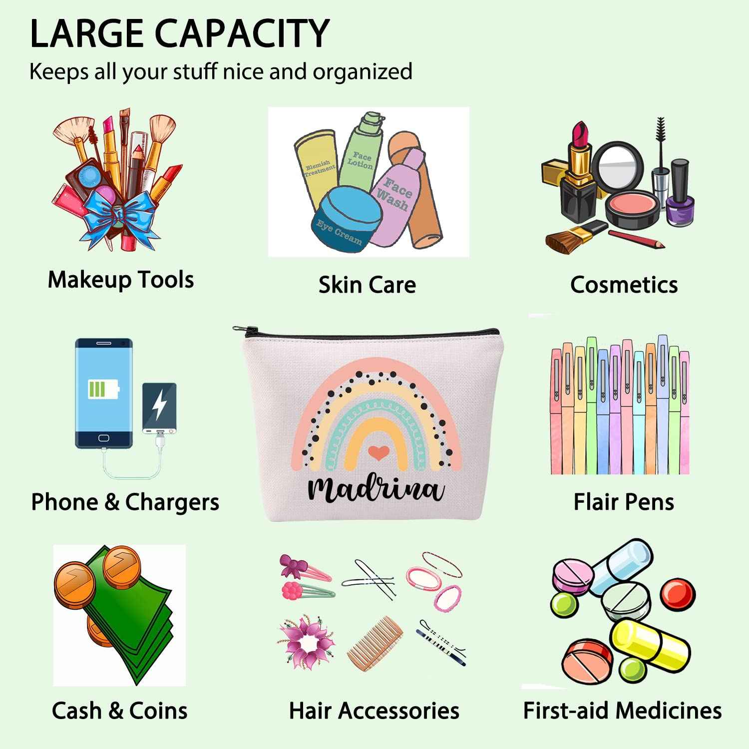 FOTAP Madrina Makeup Bag - Christian Godmother Proposal & Baptism Gift