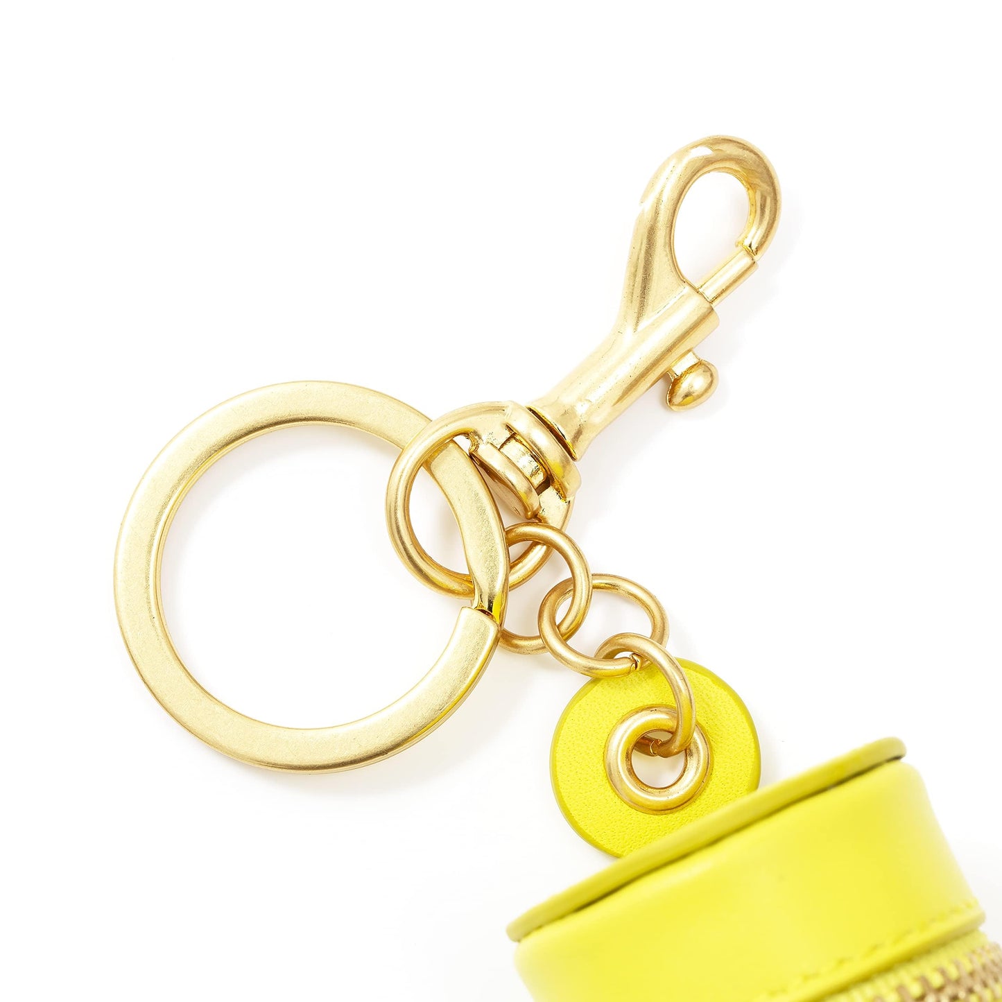 Cockatoo Nappa Leaeher Zipper Lipstick Case with Keychain Chapstick Holder Keyring (CHARTEUSE)