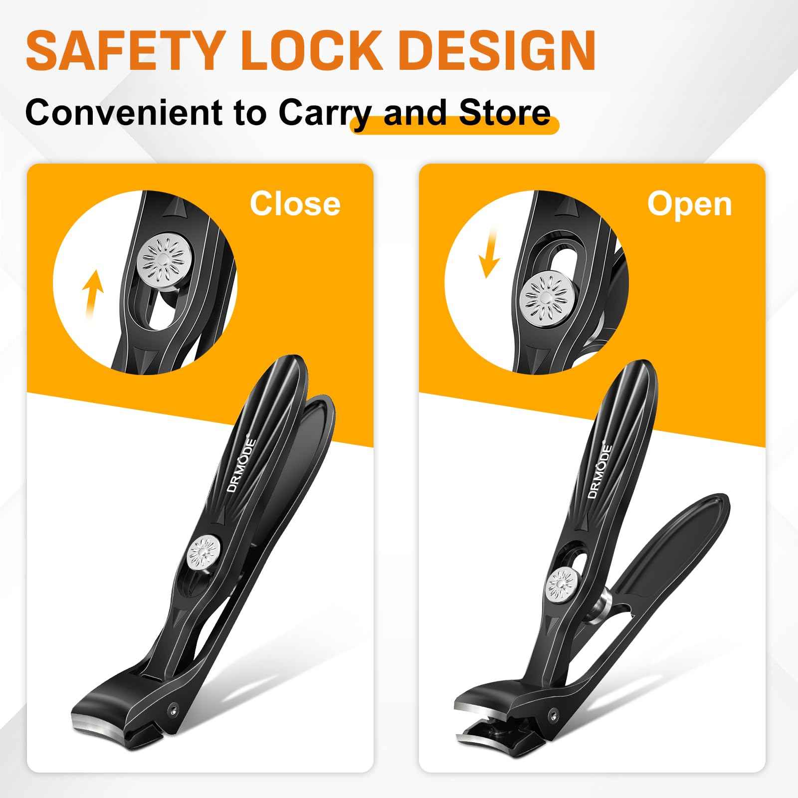 DRMODE Nail Clippers for Men Thick Nails, Angled Head Toe Nail Clippers for Thick Nails for Seniors, Slanted Nail Clippers for Thick Ingrown Nails with Wide Jaw, Heavy Duty Ingrown Toenail Clippers