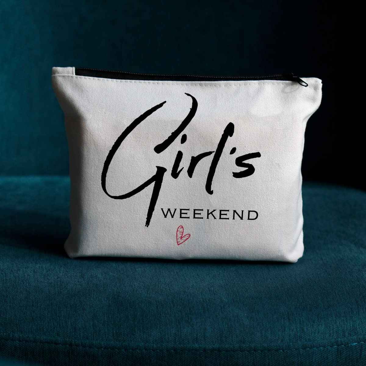 JIUWEIHU Maid of Honor Gifts - Bachelorette & Wedding Gift for Bride's Sister & Besties - Girl's Weekend Makeup Bag