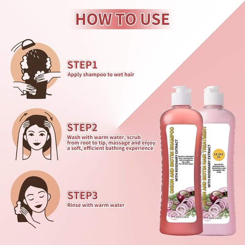 Onion Biotin and Rosemary Shampoo, Onion Rosemary Shampoo Set for Soft Hair & Shine for Hair Growth, Hair Loss and Thinning Hair, for All Hair Types
