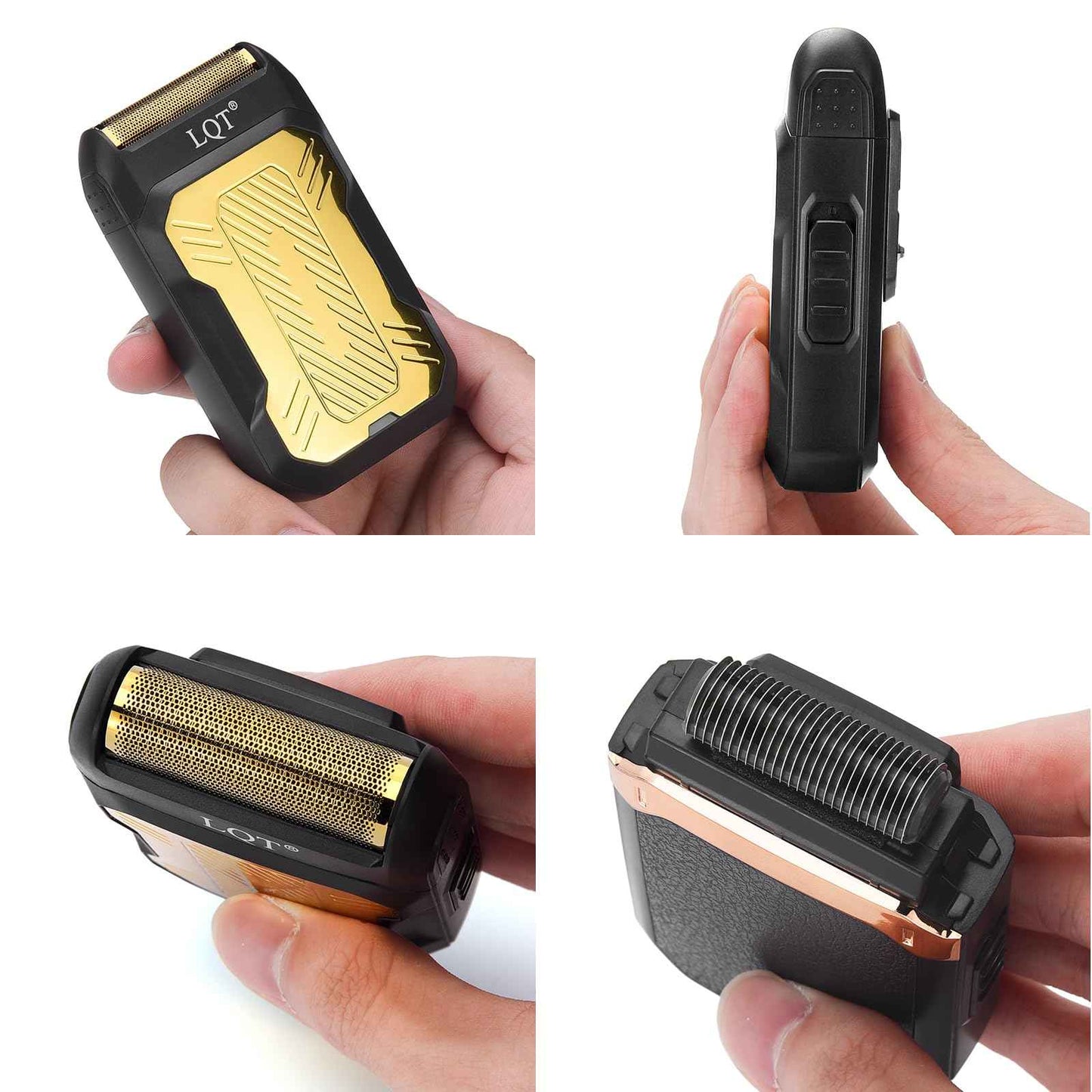LQTⓇ Mini Foil Shaver, Portable Cordless Electric Shaver for Men, Equipped with a Set of Replacement Heads, USB-C Charging Cable, and Cleaning Brush, Suitable for Travel and Home use. (Golden)