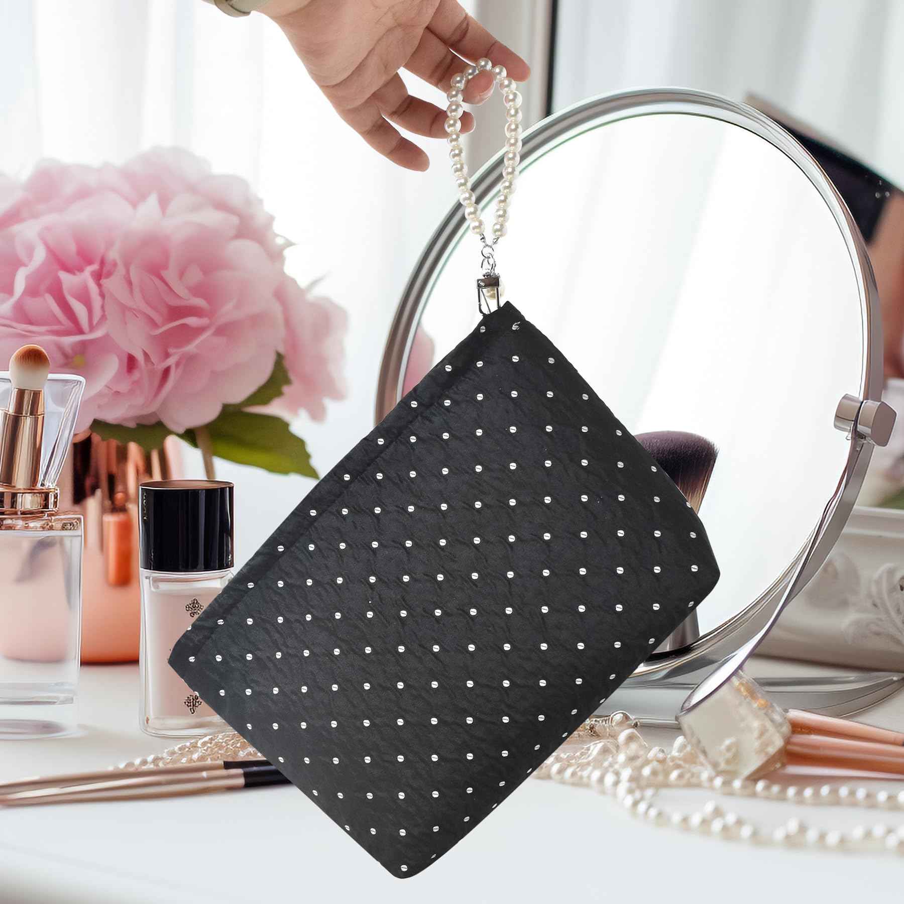 KeYaMee Makeup Bag Travel Cosmetic Bags for Purse Women Organizer Pouch Toiletry Bags with Zipper Large Capacity 037 polka