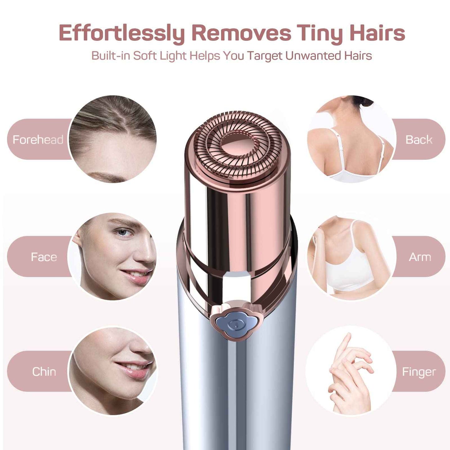 Facial Hair Removal for Women, GURELAX Hair Remover for Face, Painless Hair Removal Device, Face Shavers for Chin Upper Lip -Included 4 x Replacement Heads