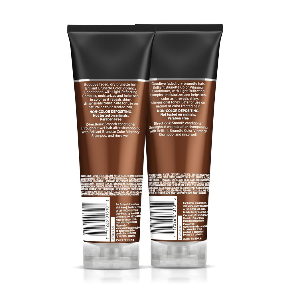 John Frieda Brilliant Brunette, Color Boosting Conditioner, Enhances and Protects Multi-Dimensional Tones, With Sweet Almond Oil to Rehydrate and Replenish Dry Hair, 8.45 Oz