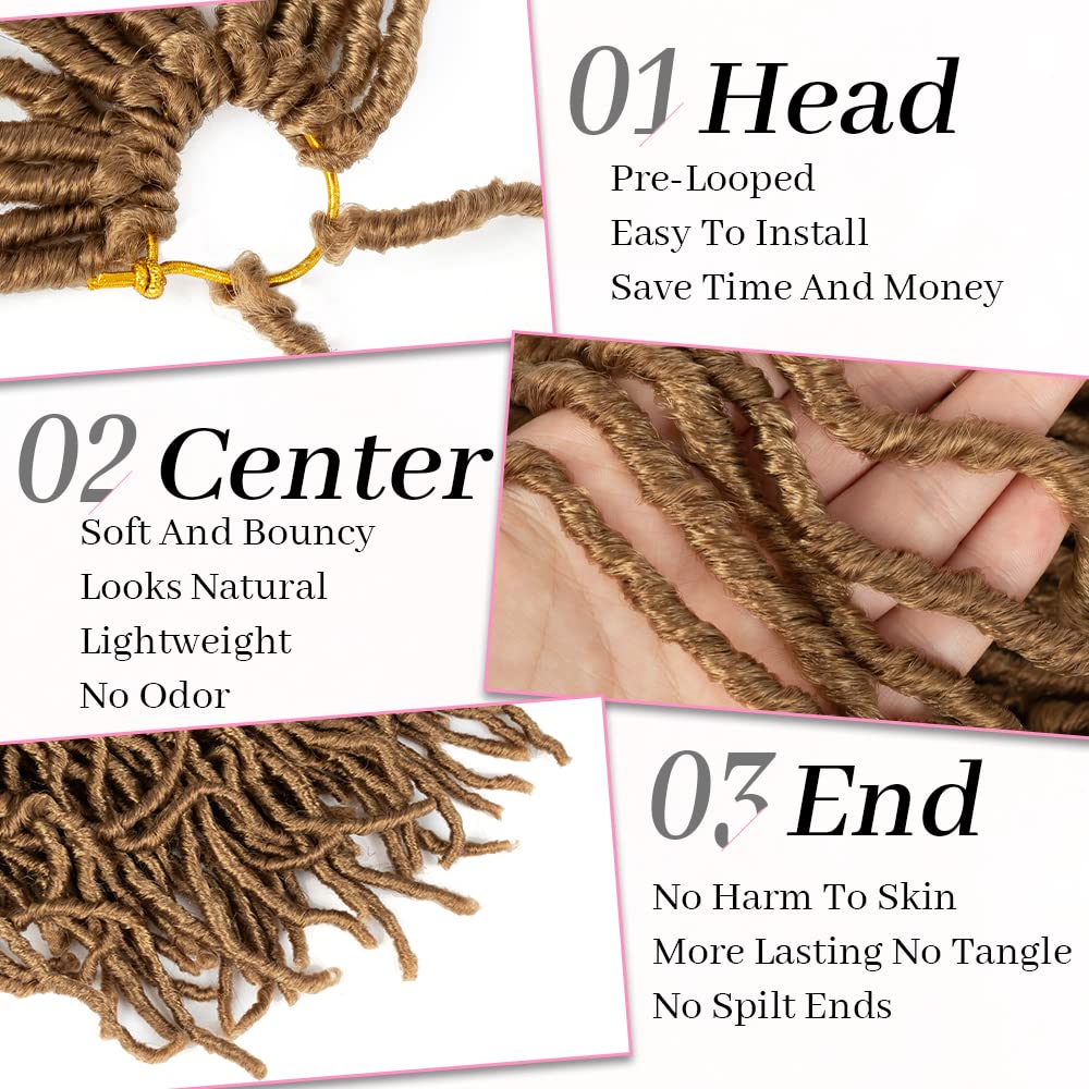 Umylar 18 Inch Faux Locs Crochet Hair Soft Locs Crochet Hair 7 Packs Pre Looped Faux Locs Crochet Hair For Women Synthetic Hair Extension(18 Inch,27#)