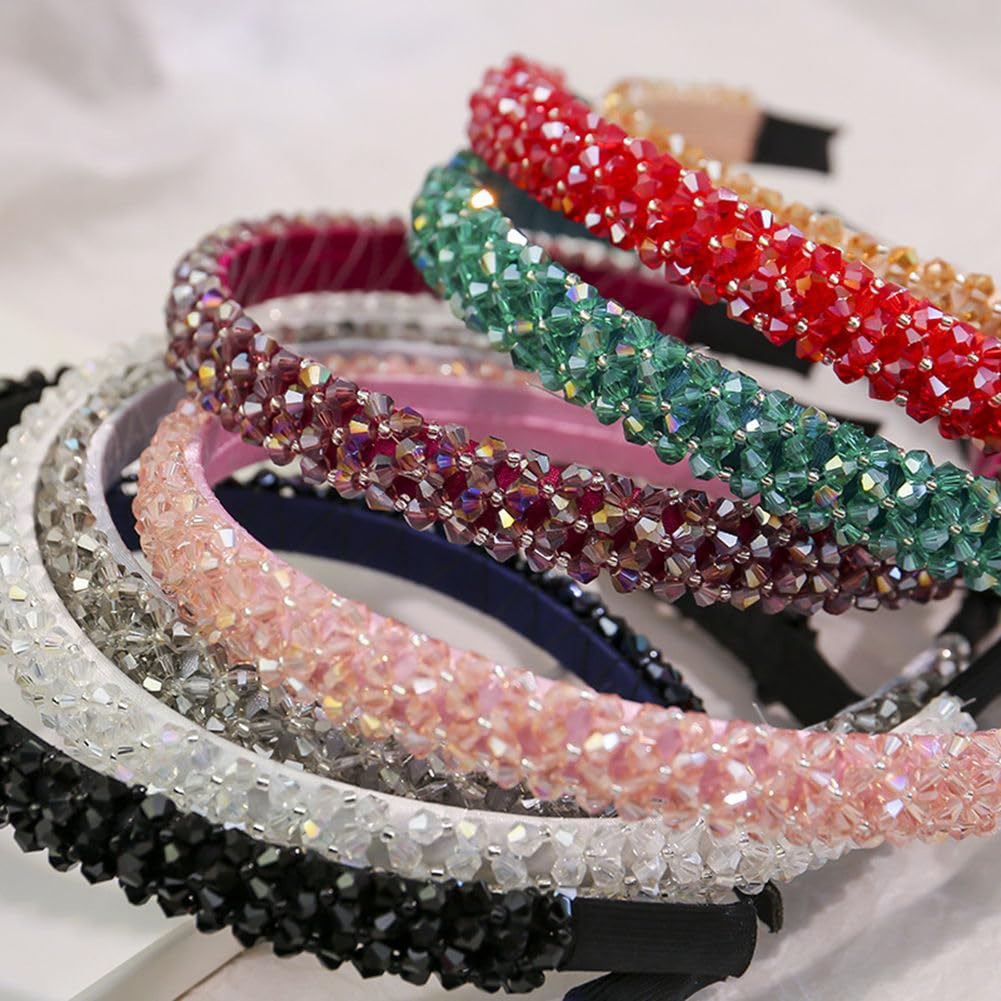 Ruihfas Fashion Sparkle 4 Rows Crystal Rhinestone Headbands Beaded Hair Hoop Band (Multicolored)