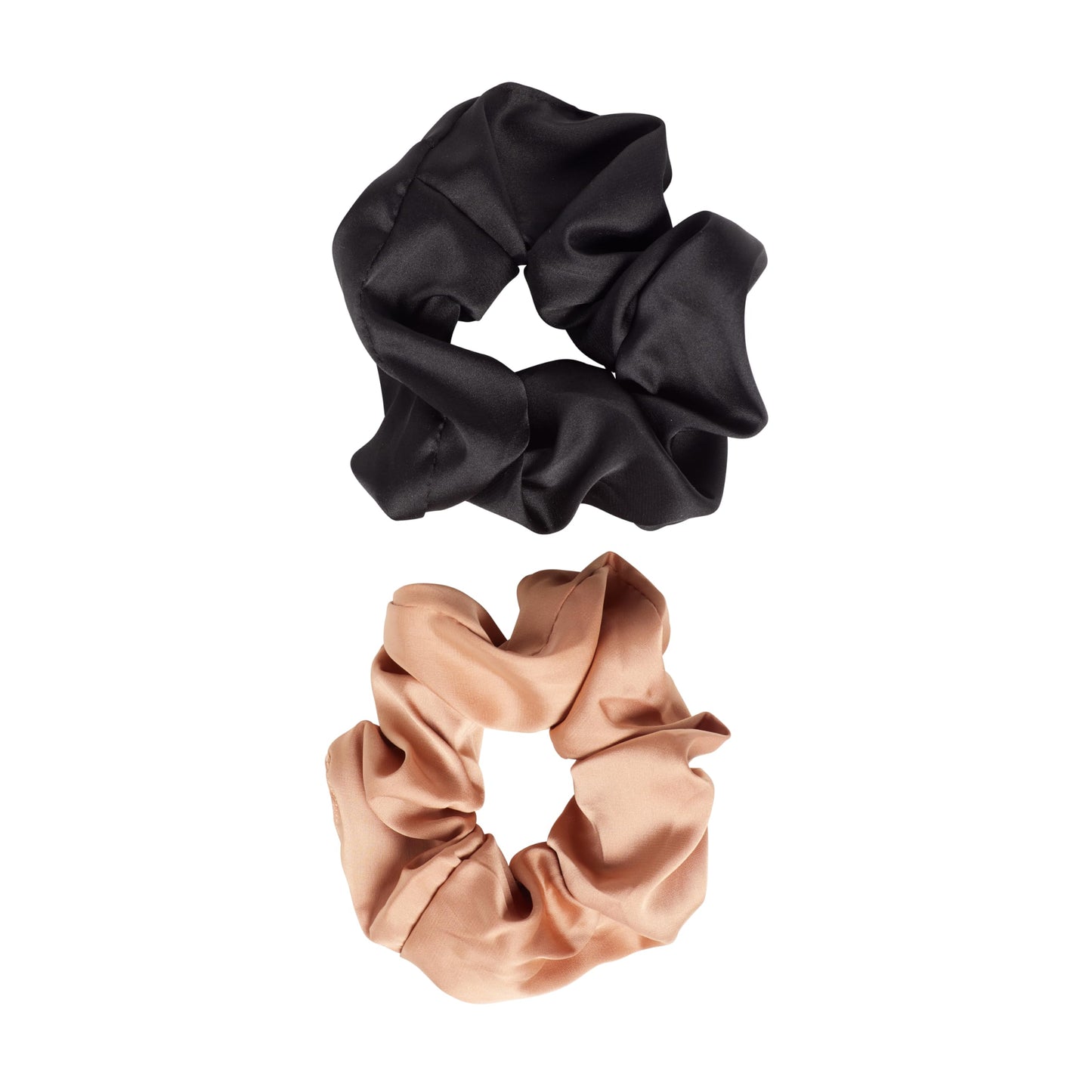 Goody Ouchless Forever Satin Scrunchies - 2 Ct, Brown & Black, 3X Stronger Damage-Free Hold Hair Scrunchies, 16 Strand Inner Core, Hair Accessories for Women & Men, For Medium-Thick Hair